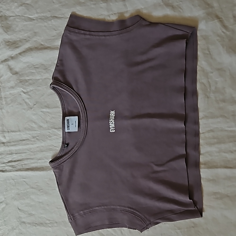 Gymshark Gray Crop Top Cap Sleeves Gymshark Fitness Logo Size Small